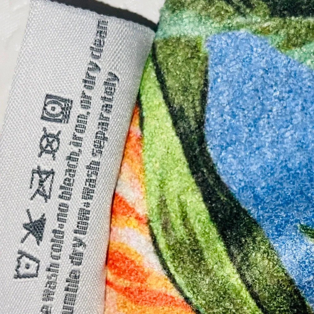 Tommy Bahama Floral Microfiber Beach Towel OS Blue Orange Tropical Hibiscus